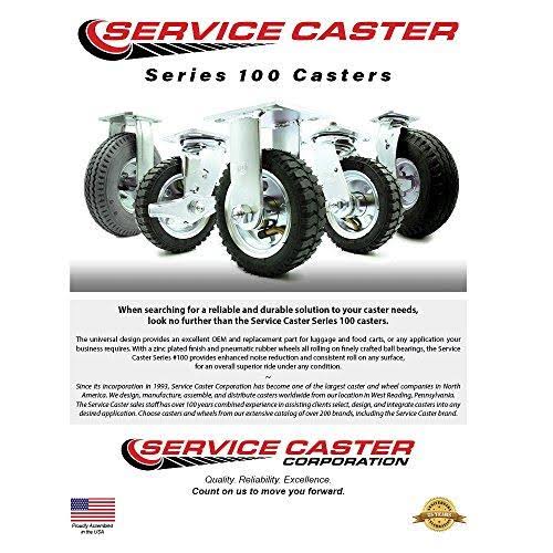 6' x 2' Black Pneumatic Rubber Wheel Swivel Casters (Pack of 4) A501
