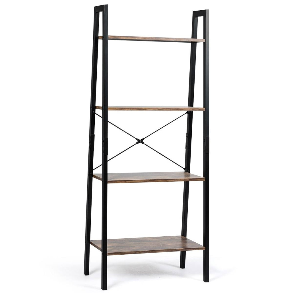 4-Tier Ladder Bookcase Shelf - Black O8508