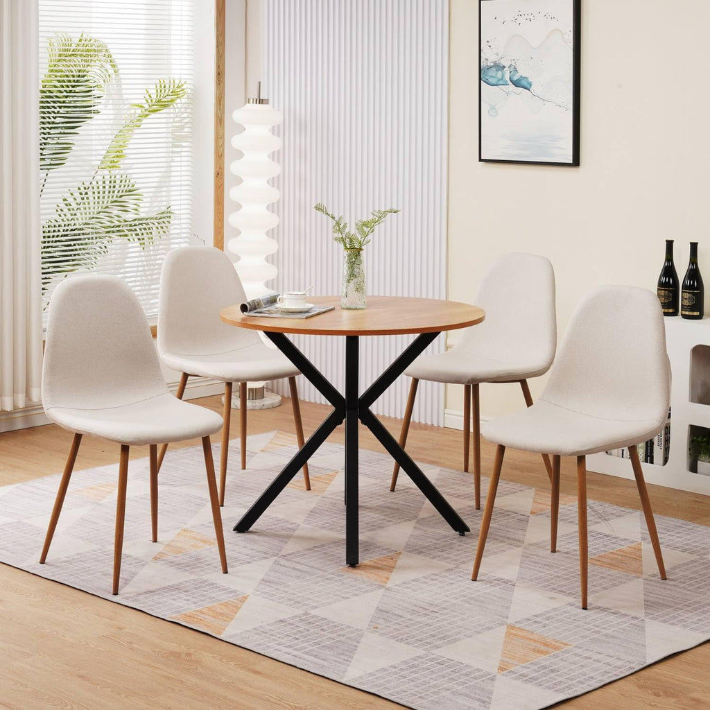 Camel Brown Faux Leather Dining Side Chairs Set of 4 with Metal Legs J6749