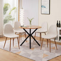 Camel Brown Faux Leather Dining Side Chairs Set of 4 with Metal Legs J6749