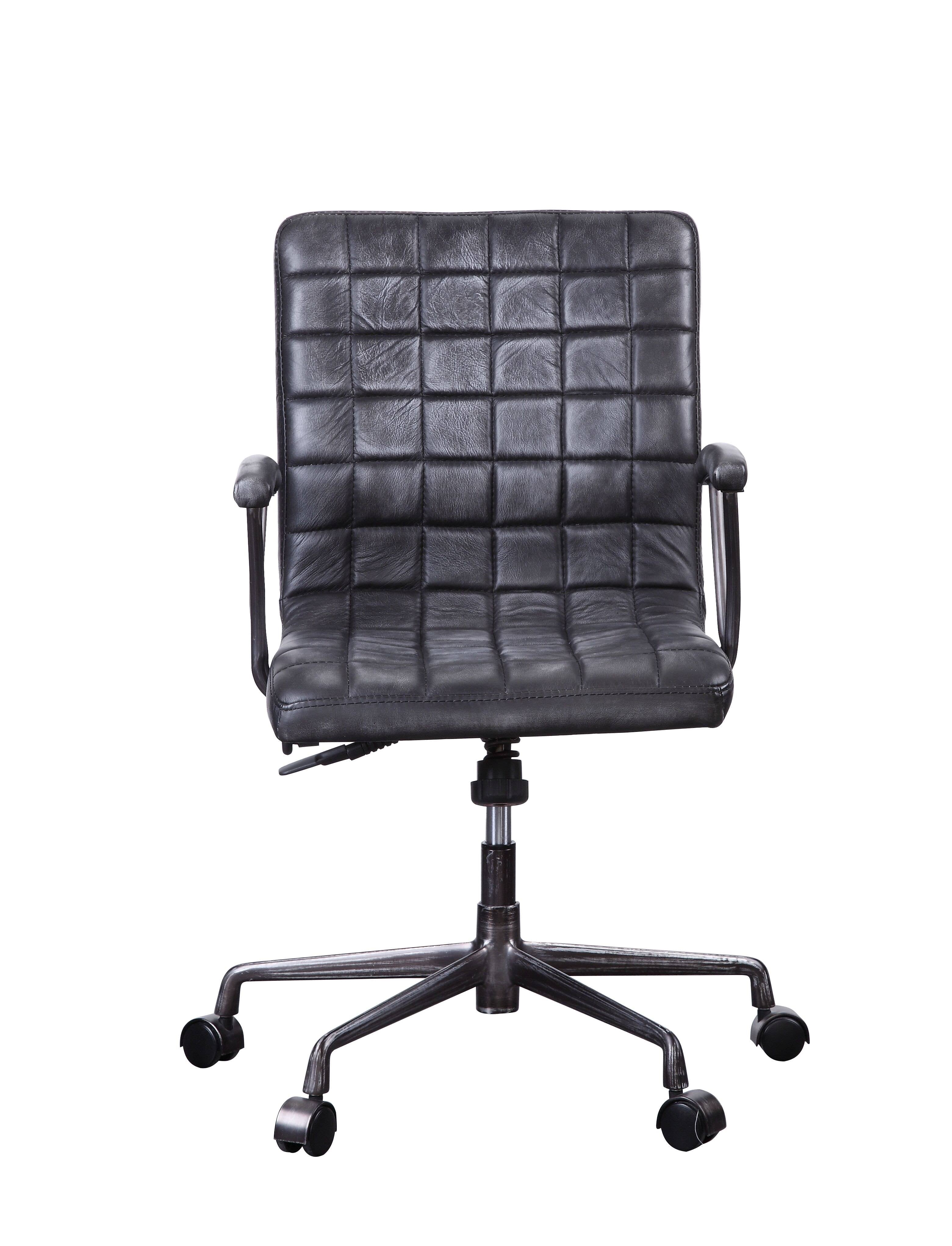 Vintage Black Top Grain Leather Executive Office Chair J813