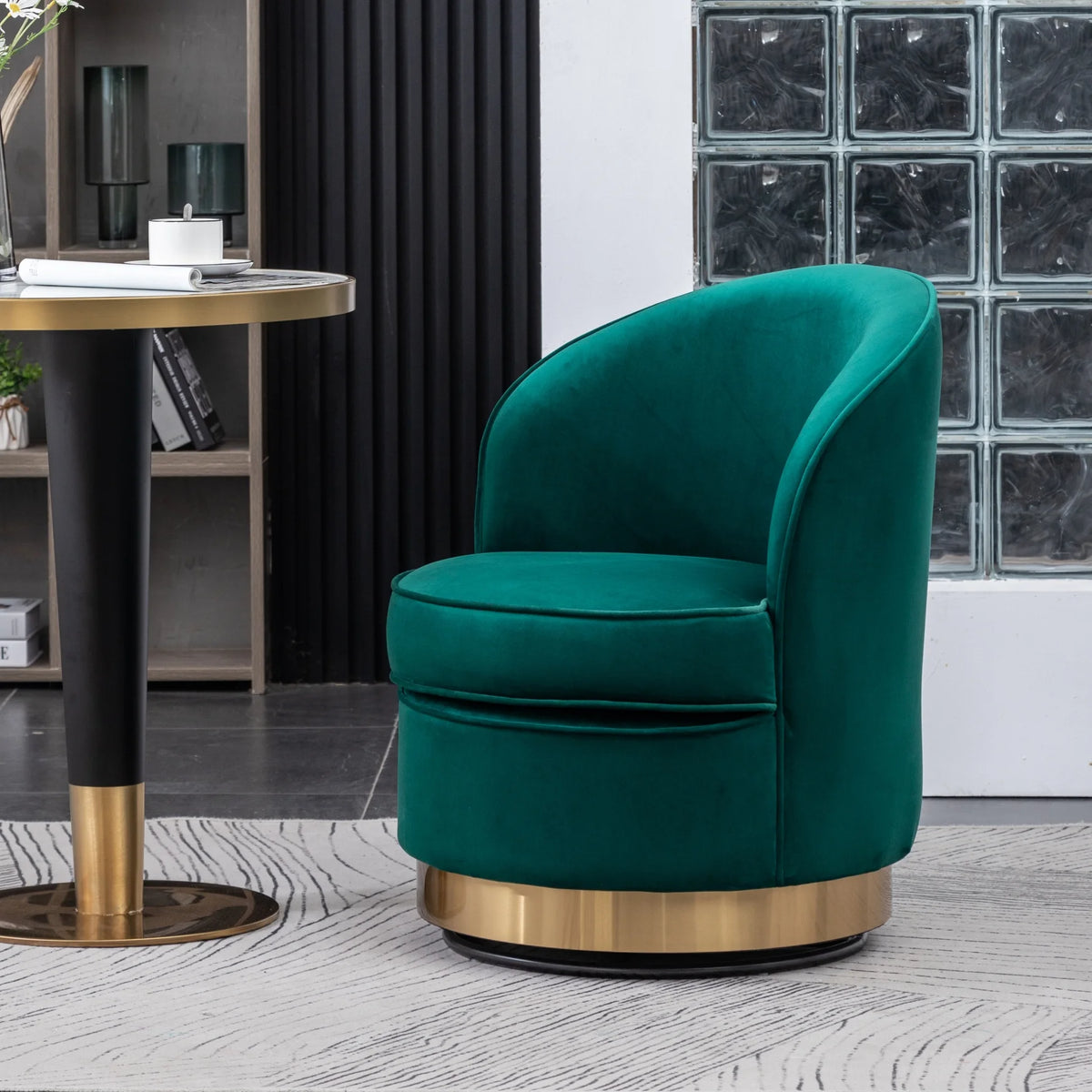 Green Velvet Swivel Chair U309