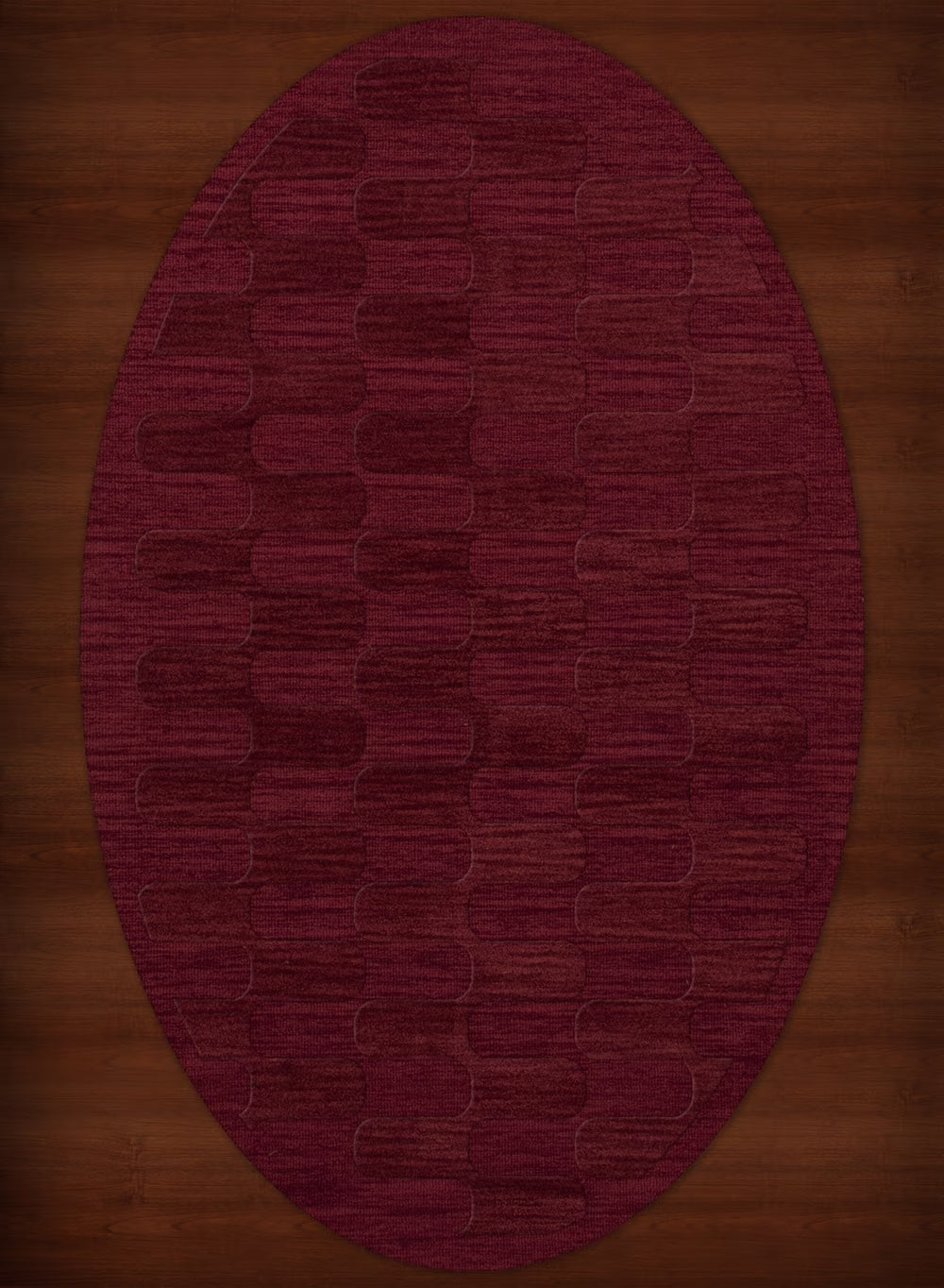 Rich Red Grid Waves 12' x 15' Oval Area Rug W8933