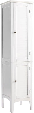 5-Tier Tall Wooden Bathroom Storage Cabinet with 2 Doors and Shelves S821