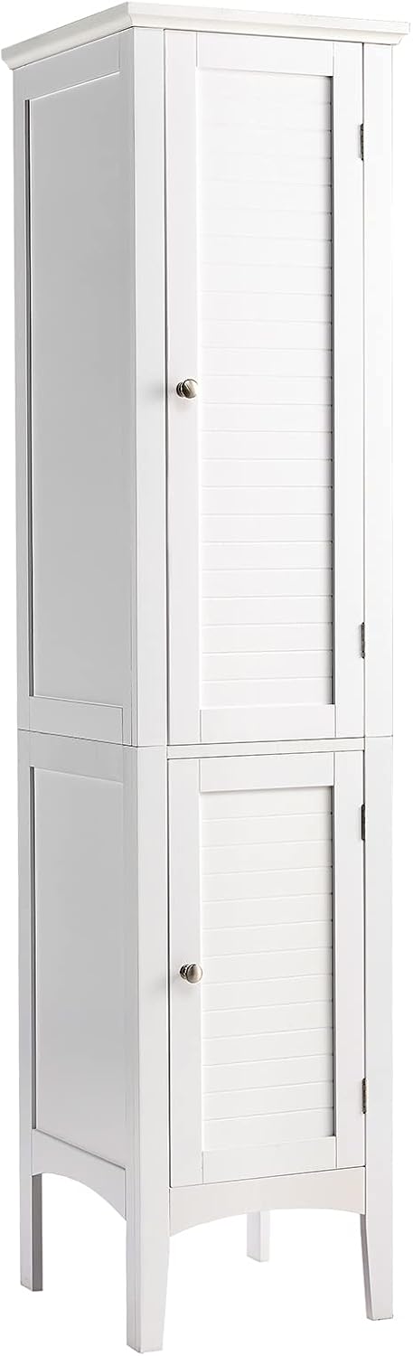 5-Tier Tall Wooden Bathroom Storage Cabinet with 2 Doors and Shelves S821