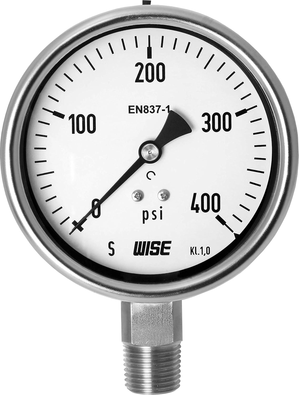 100mm 4" Dial 0~10000psi Full Stainless Steel Internals Pressure Gauge Pack of 2 W53107