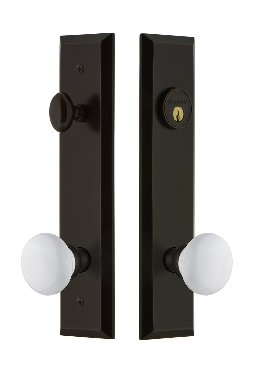 Tall Plate Entry Set with Hyde Park Knob in Timeless Bronze W665405