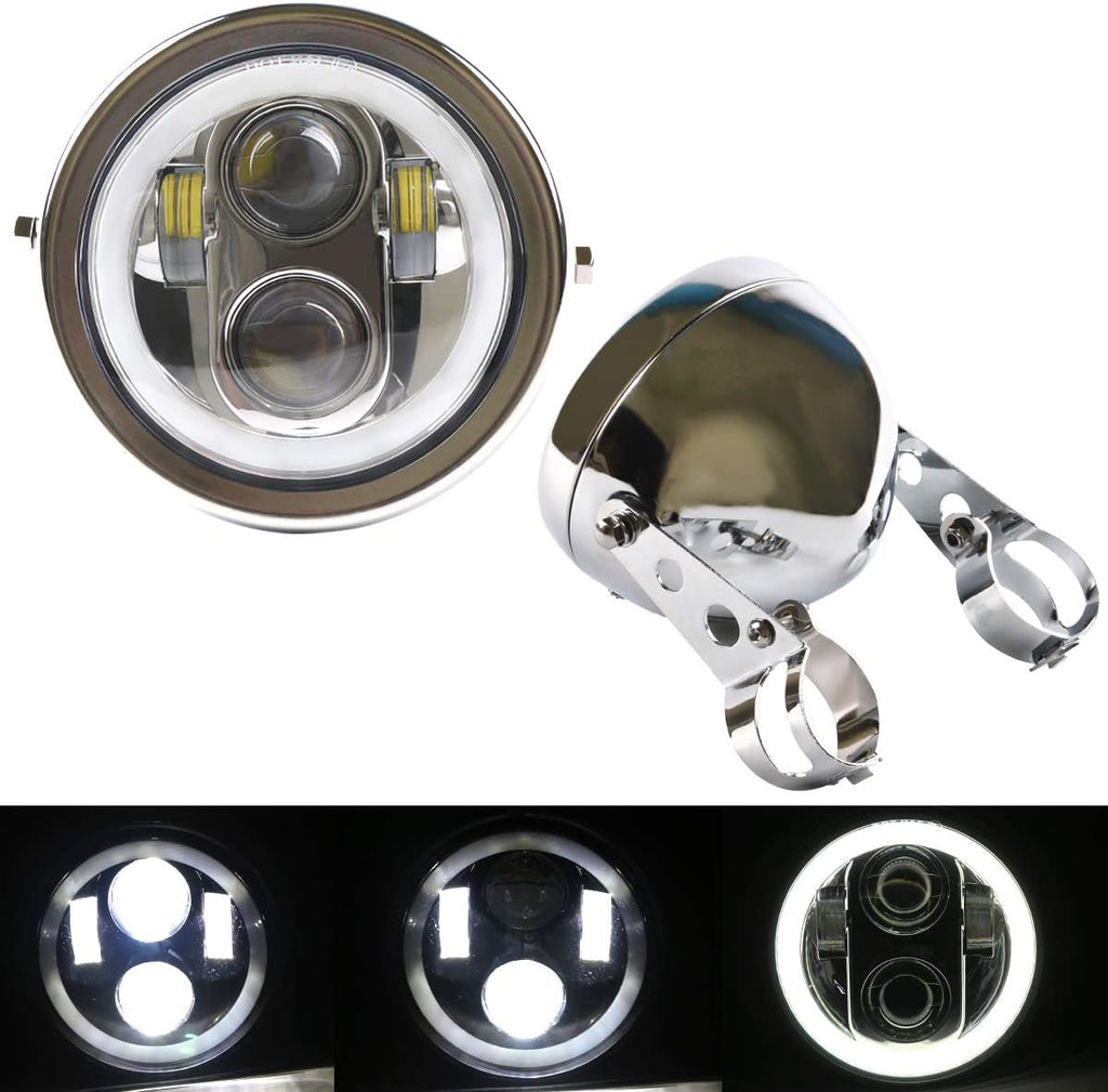 Red DRL LED Motorcycle Headlight with Headlight Housing Bucket F4143