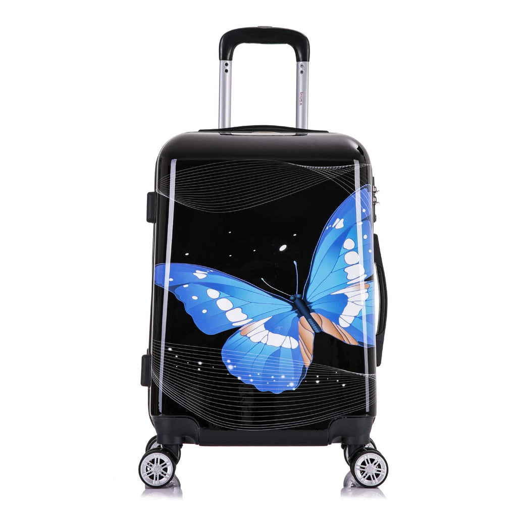 Black Butterfly Prints Lightweight Hardside Spinner 20 inch Carry-On P18948