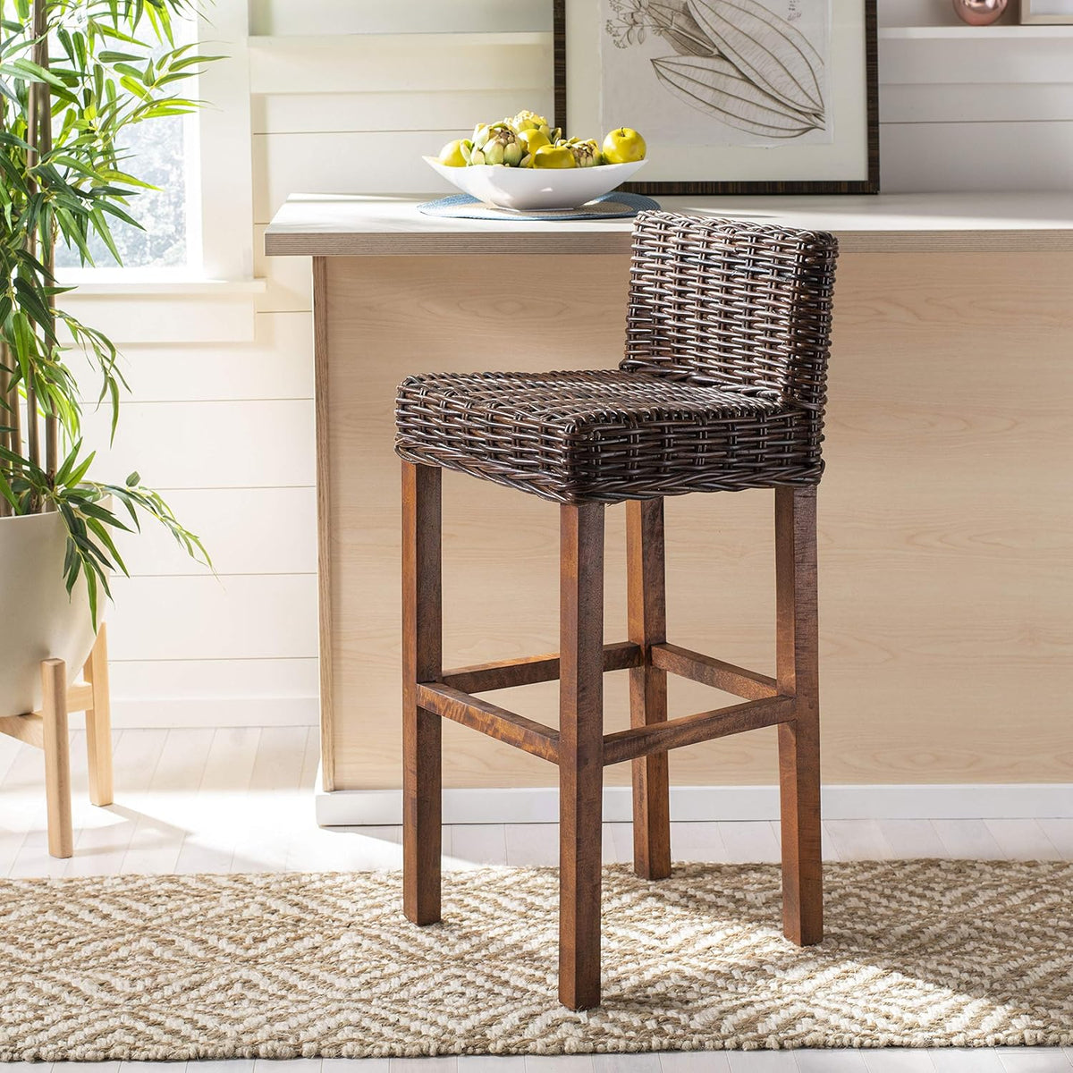Cappuccino Wicker 30-inch Bar Stool J1682