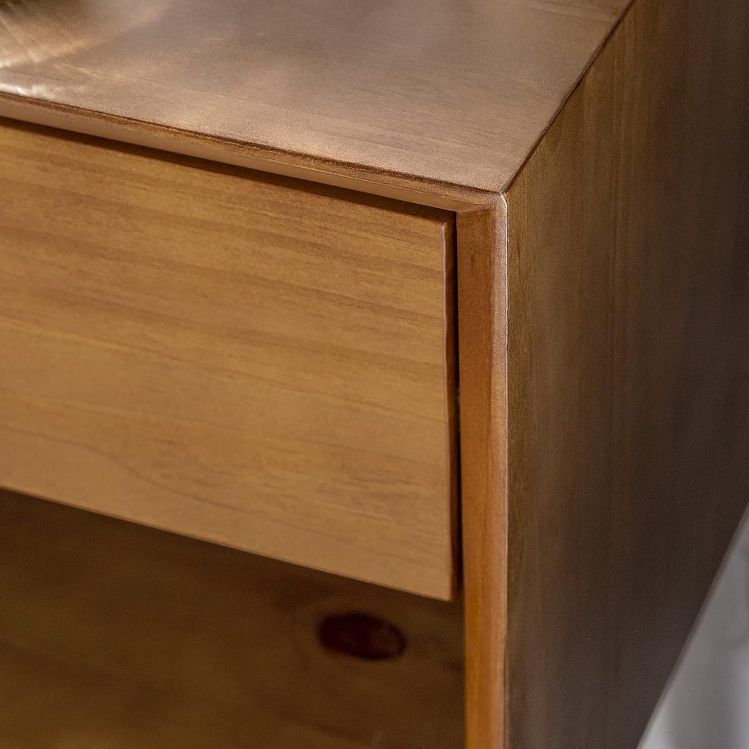 Caramel 2-Piece 1-Drawer Solid Wood Nightstand Set U938939