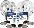 Front Rear Drilled & Slotted Rotors + Brake Pads 10pc Set B789