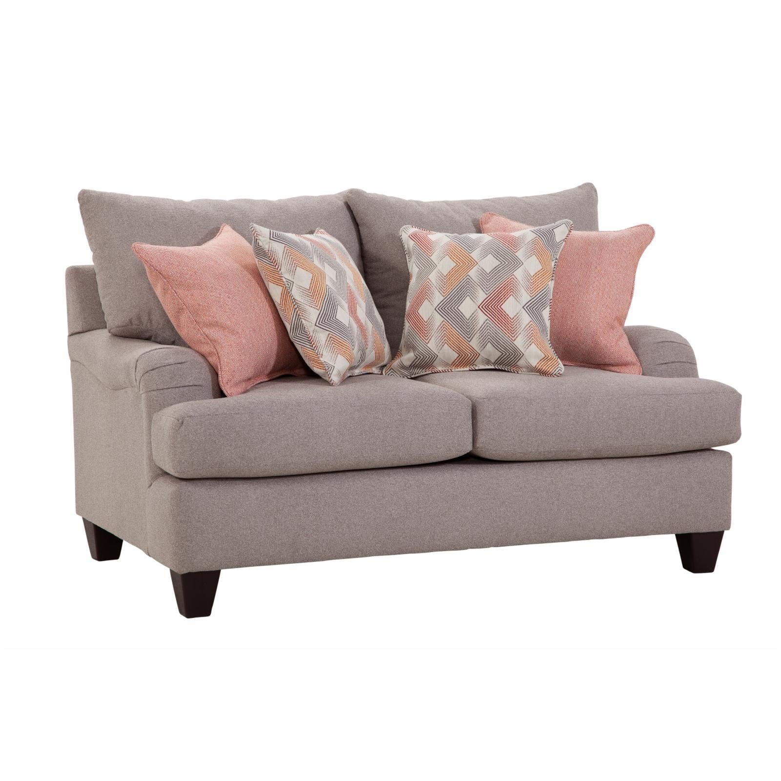 Woven Chenille Rolled Arm Loveseat with 4 Accent Pillows W273031