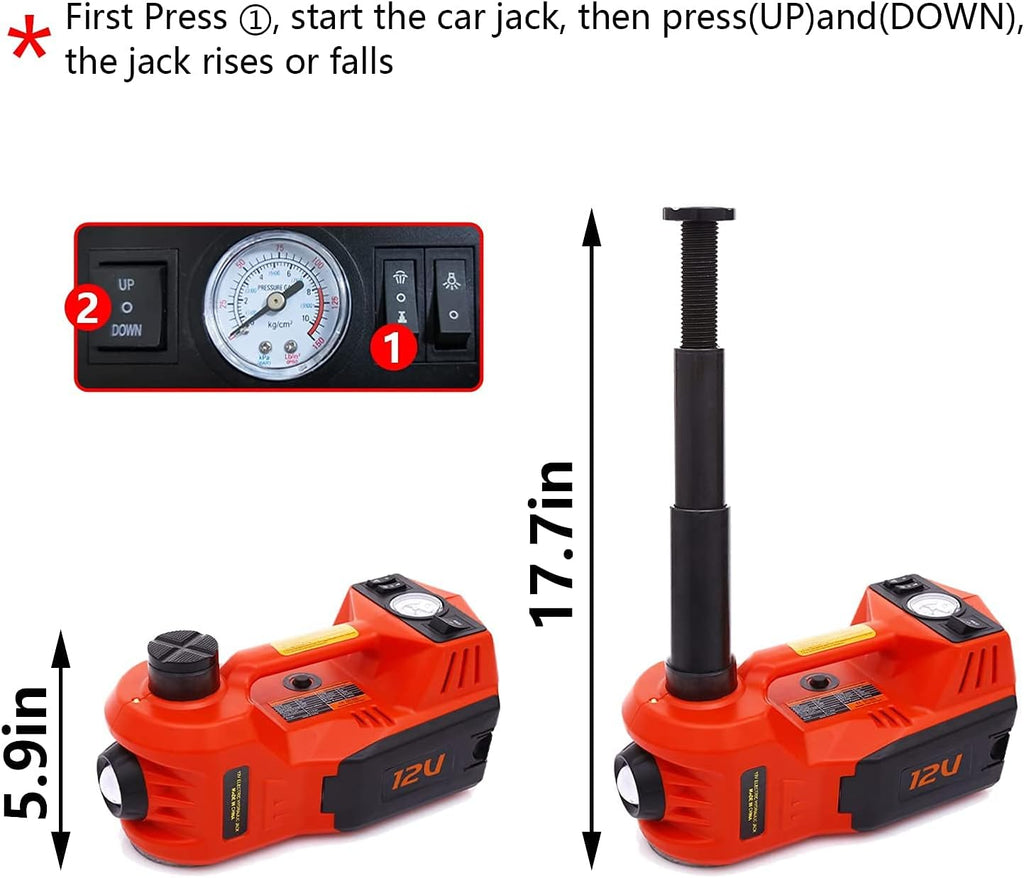 Electric Car Jack 5 Ton 12V Hydraulic Jack with Impact Wrench and Tire Inflator Pump Z5635