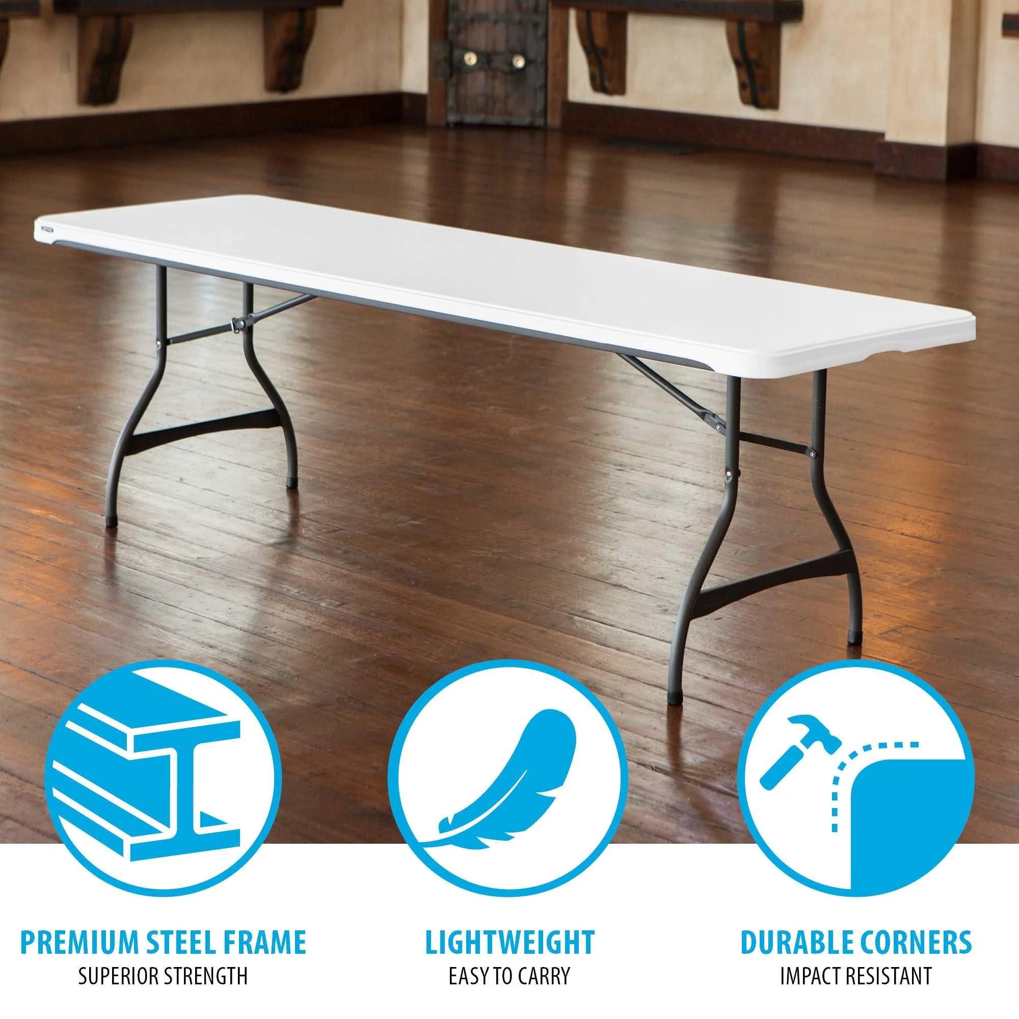 White Granite 8 Foot Rectangle Folding Table D2164