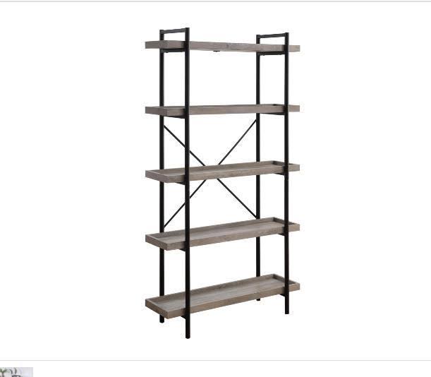 Gray Oak Black Bookshelf V7240