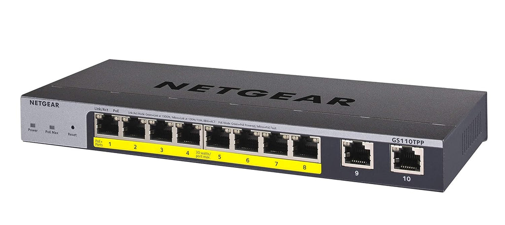 10-Port Gigabit Ethernet Smart Managed Pro PoE Switch with 8 x PoE+ 120W P5548