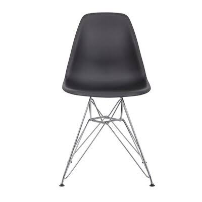 Black Dining Chair with Chrome Legs L68904