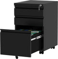 Black 3-Drawer Mobile File Cabinet with Lock E992409