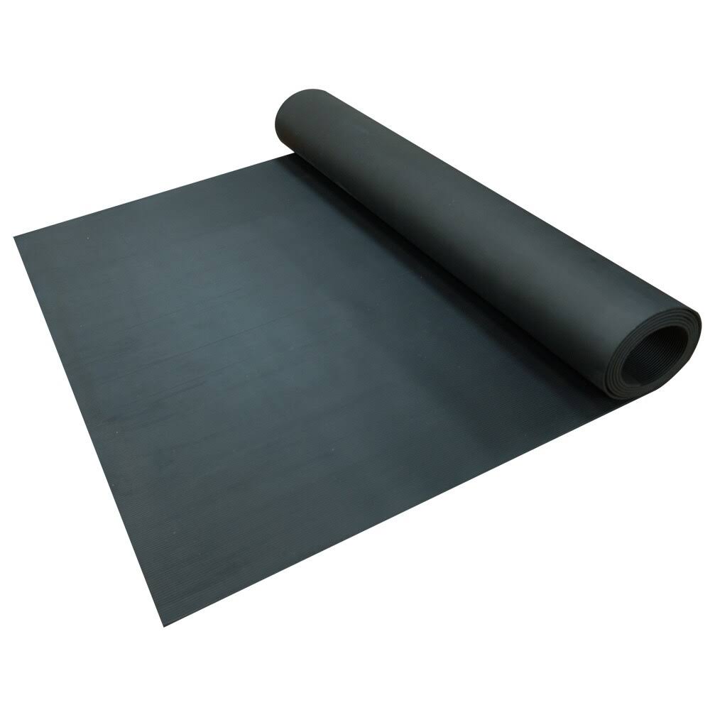 3.5mm x 36x22 x 10ft Dark Gray Ribbed Rubber Flooring N265