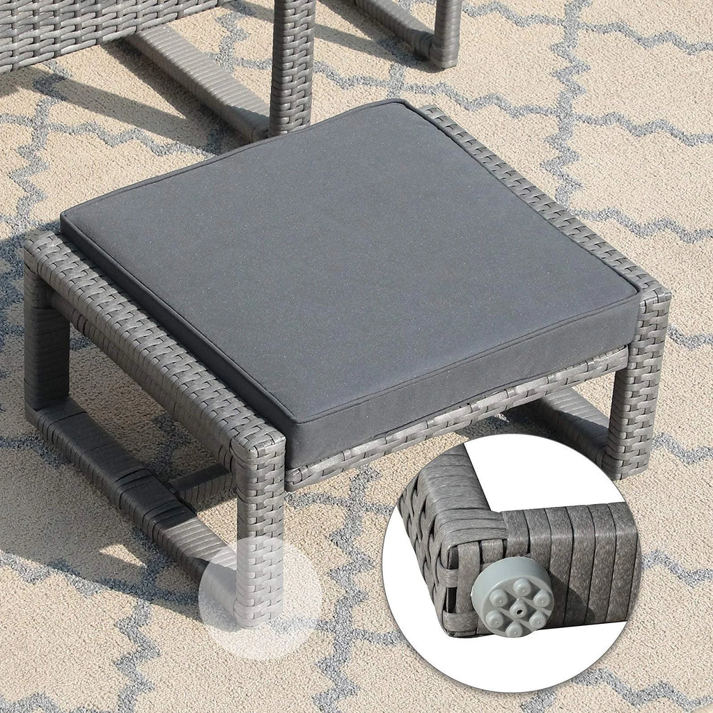 5 Piece Outdoor Patio Wicker Furniture Set with Ottomans Dark Grey R2315