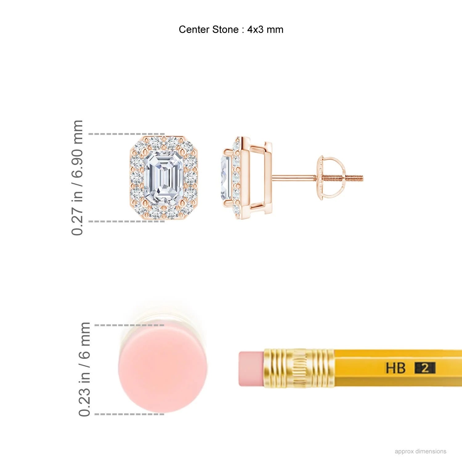 14K Rose Gold Diamond Solitaire Stud Earrings Z2932