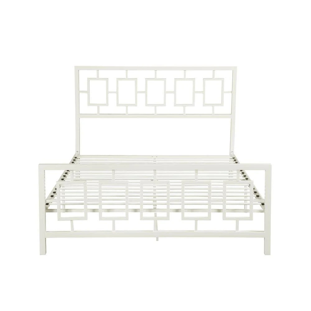 White Queen-size Iron Bed Frame P113