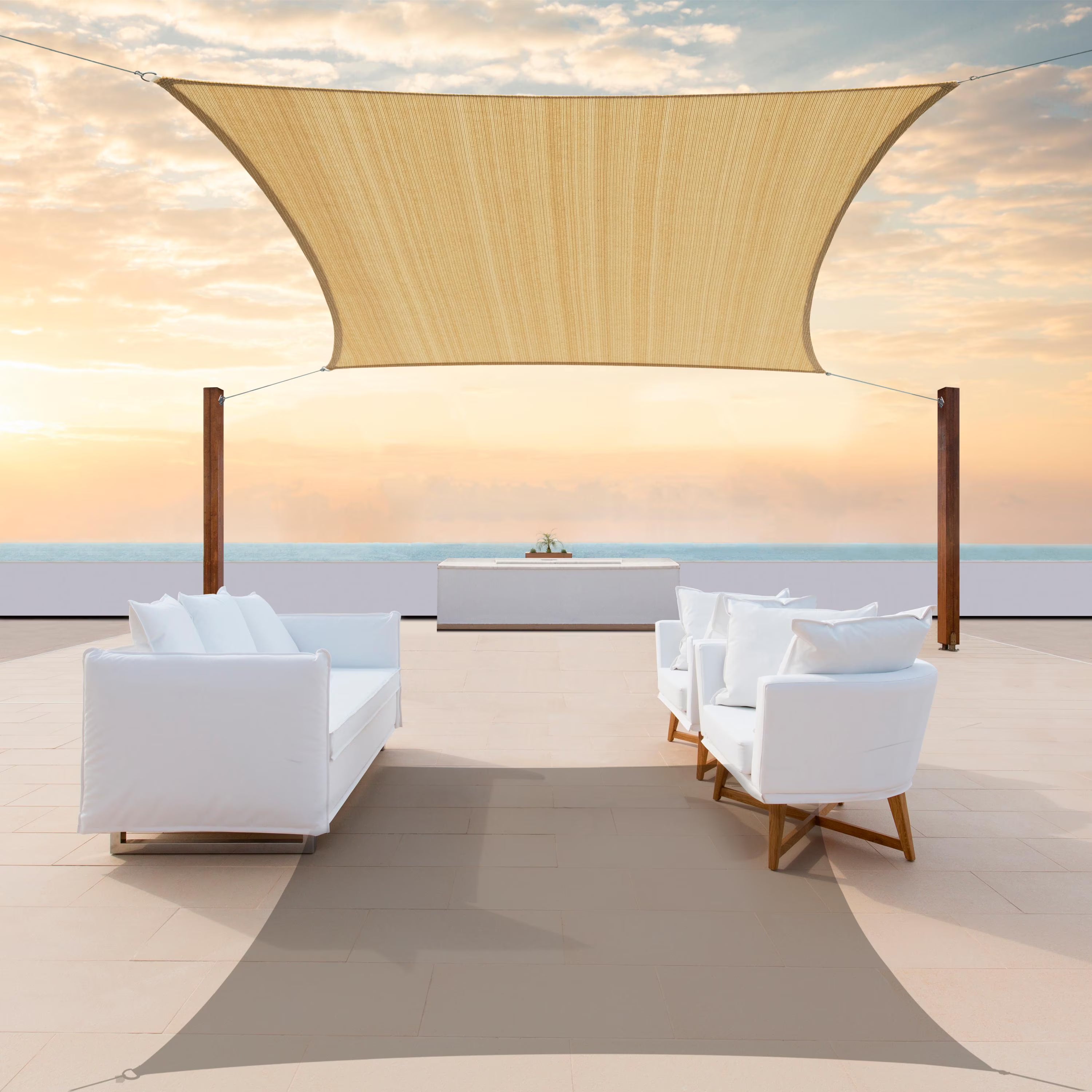 Sand Square Sun Shade Sail Canopy Mesh Fabric G7760