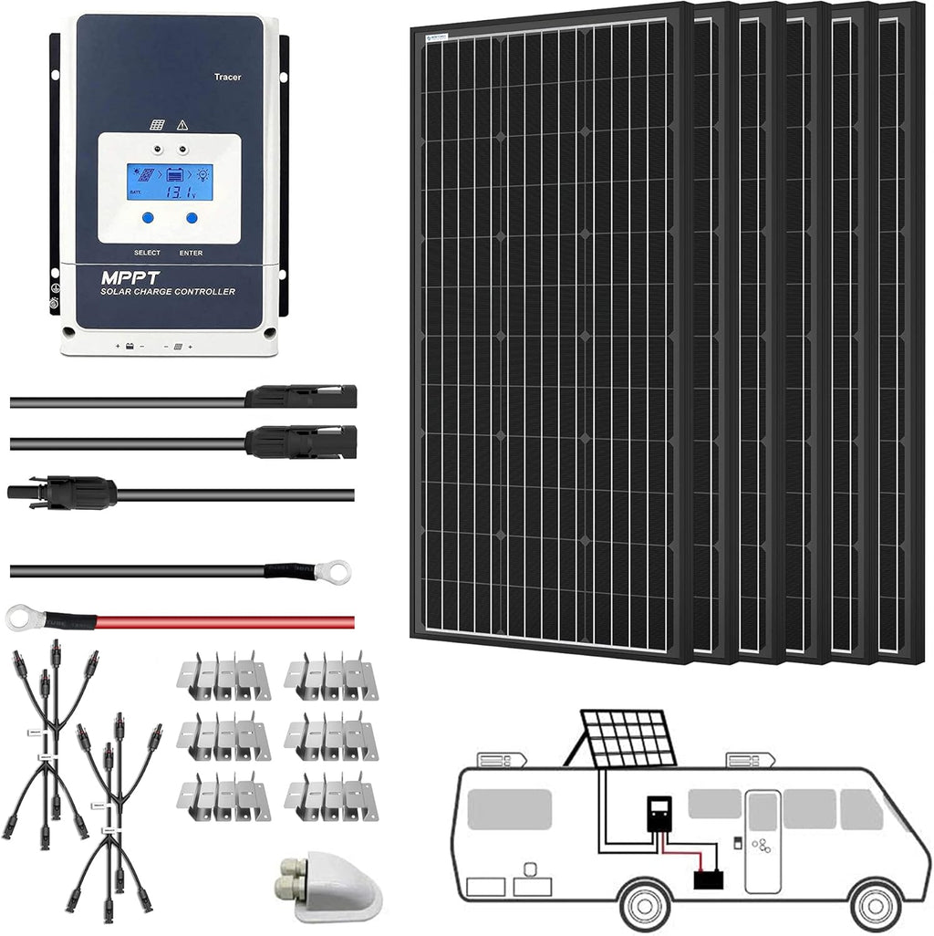 600W Monocrystalline Panel Solar RV Kit with 50A MPPT LCD Charge Controller E985