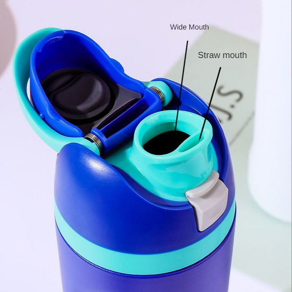 Blue Insulated Stainless Steel Water Bottle with Straw, 20oz Y70779