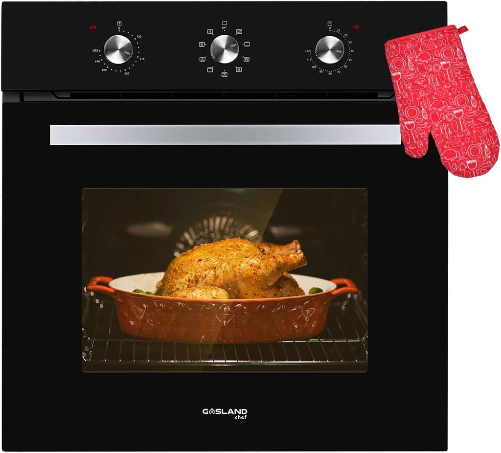 24 Inch Built-in Electric Oven with Rotisserie, Black Glass T97315