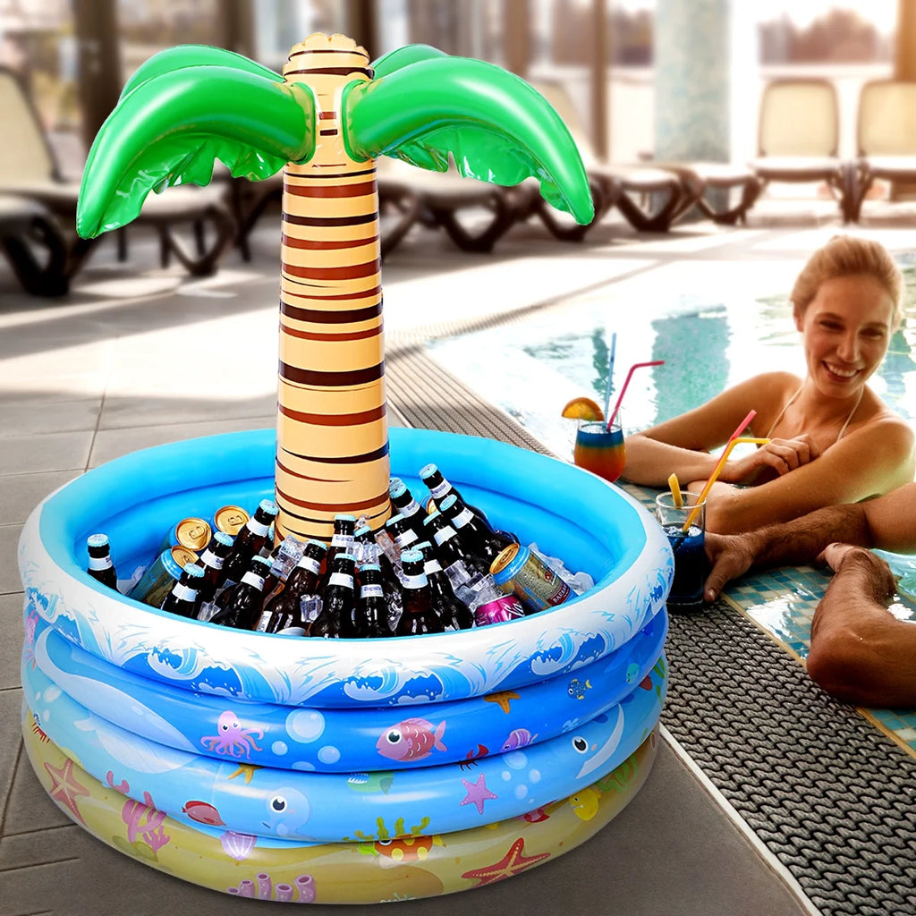 90x95cm Palm Tree Inflatable Cooler Drinking Holder R4620