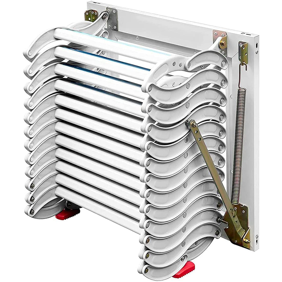 White Al-mg Alloy Wall Mounted Folding Attic Ladder P44986