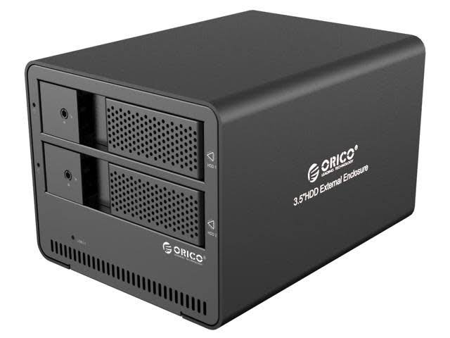 Aluminum Dual Bay 3.5-inch SATA Hard Drive USB3.0 HDD Enclosure Case, 8TB Support - Black D873