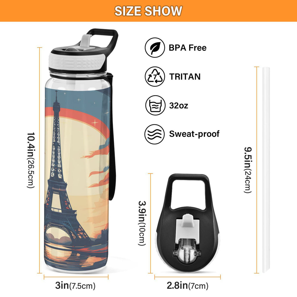 32oz Leakproof Tritan Sports Water Bottle with Straw I7567