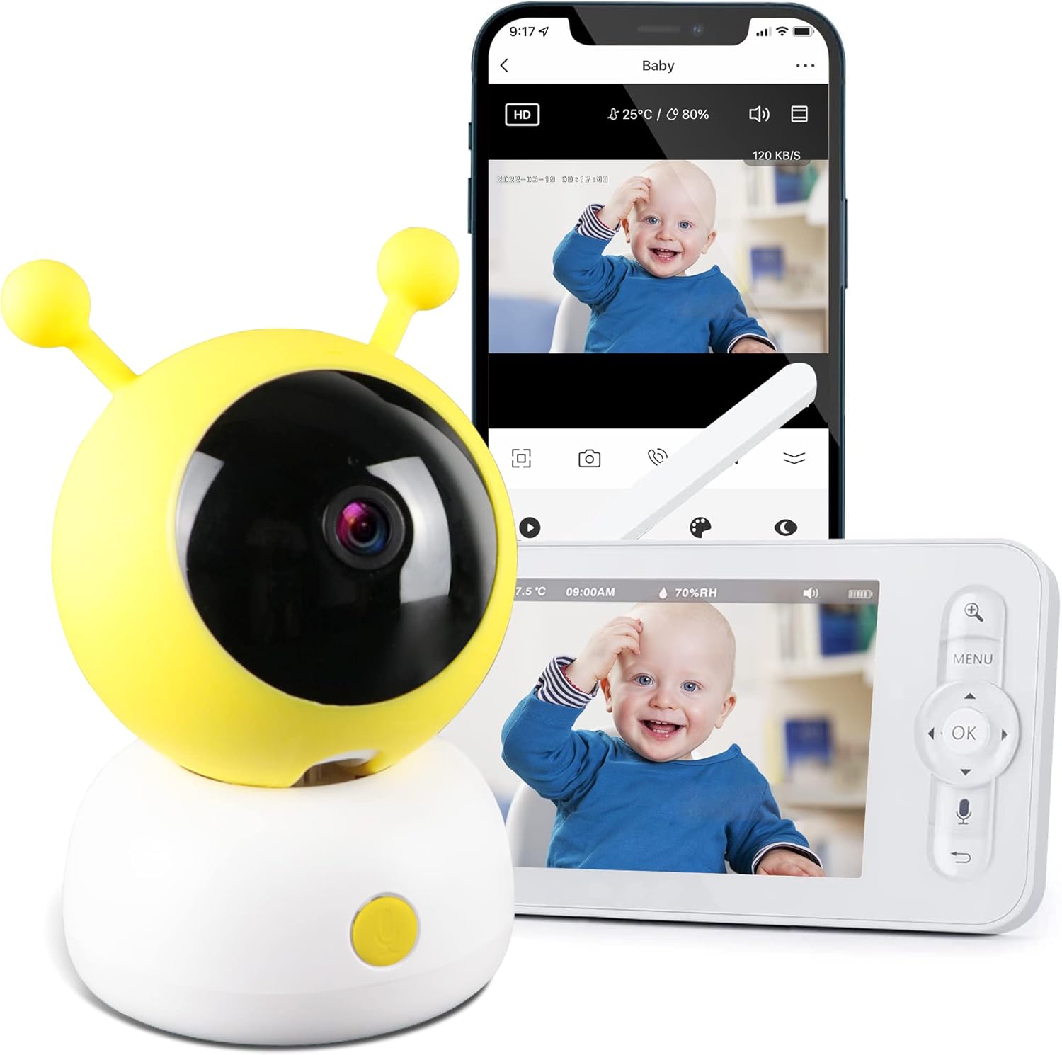 5" WiFi Baby Monitor with Camera and Audio, 1080p Camera and 720p Display S570422