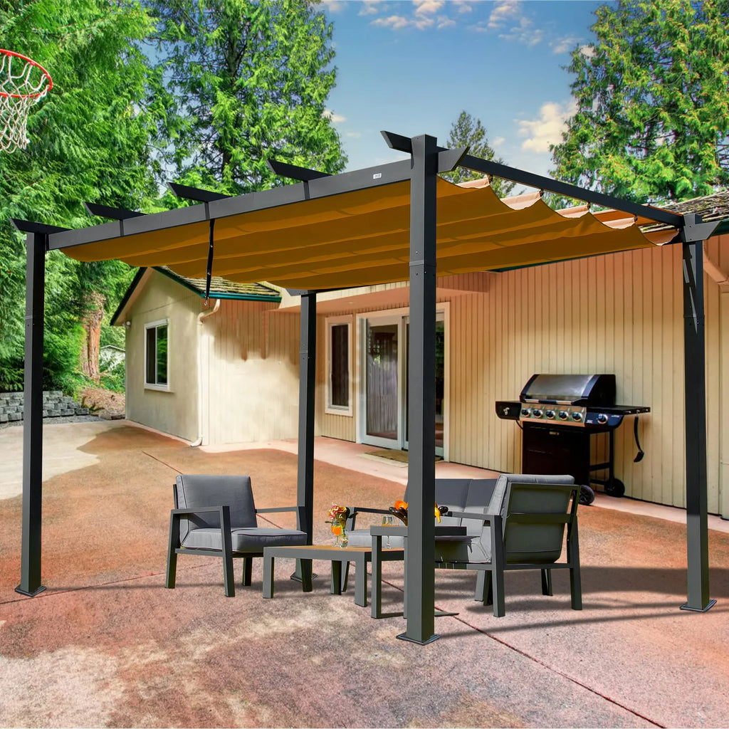 Retractable Pergola with Weather-Resistant Aluminum Canopy P951140