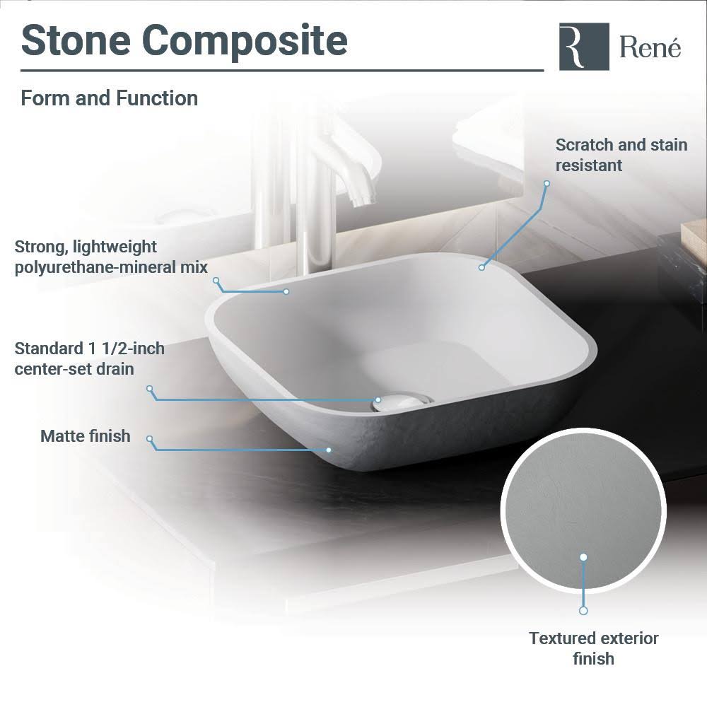 Square Vessel Sink with Brushed Nickel Pop-Up Drain X84293