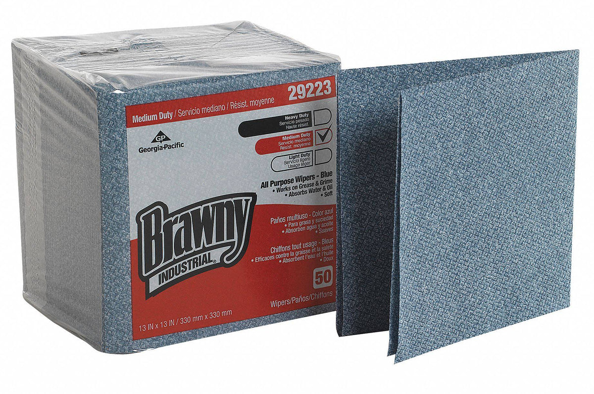 Medium Duty Airlaid 1/4 Fold Wipes, Blue, 50/Pack, 8 Packs/Carton T10844