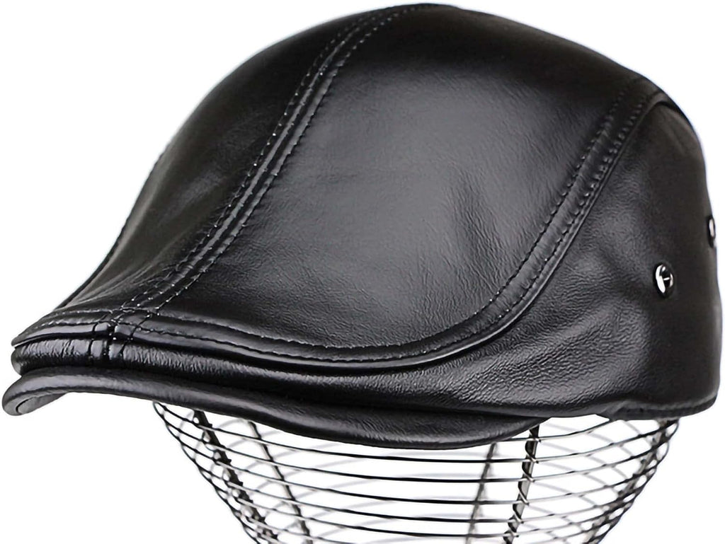 Adjustable Leather Newsboy Cap K14061
