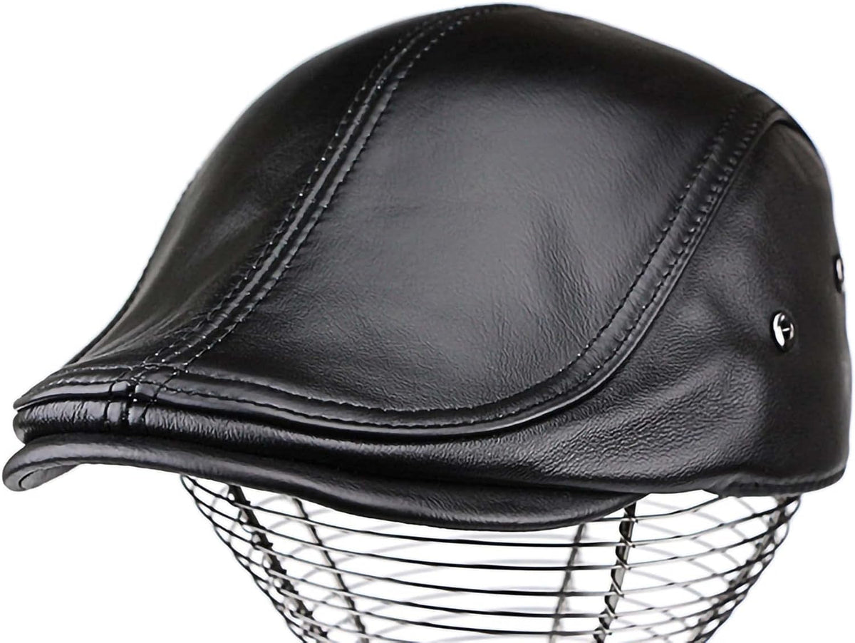 Adjustable Leather Newsboy Cap K14061