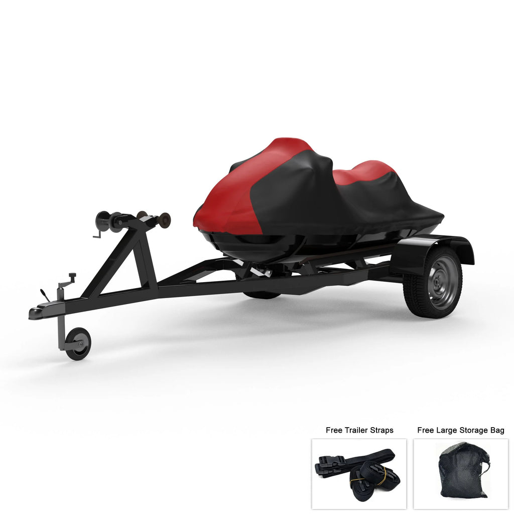 Red / Black Jet Ski Cover with Trailer Straps and Storage Bag V452412