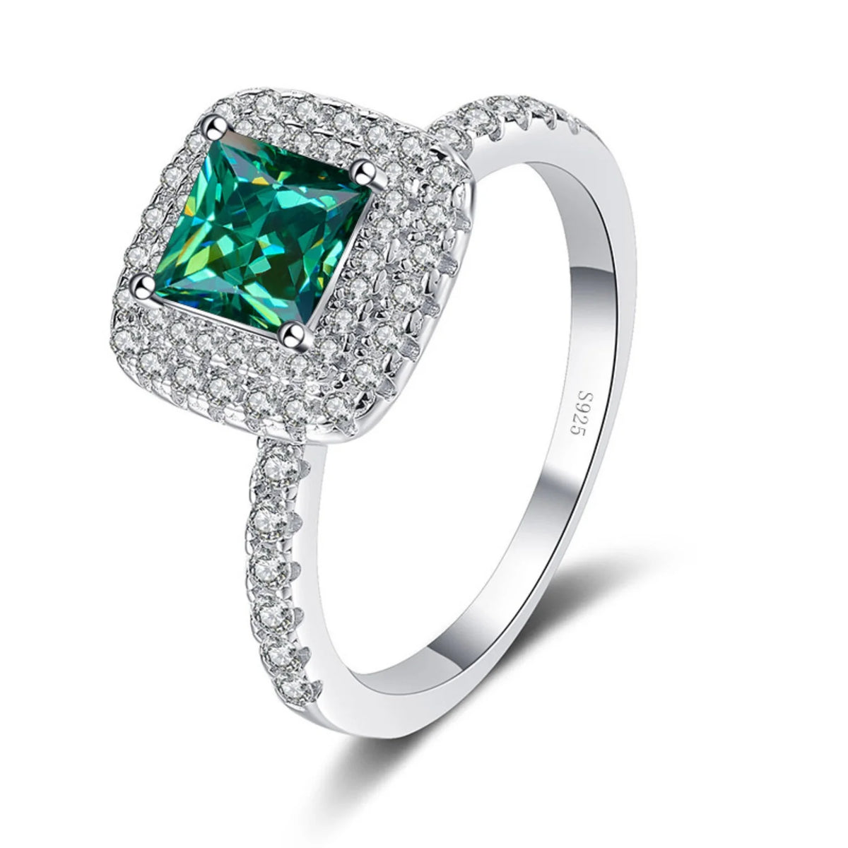 Moissanite Engagement Ring 1ct Princess Cut D Color VVS1 S925 Sterling Silver Diamond Ring Z95838