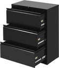 Black Mobile Filing Cabinet 3 Drawer with Lock Wheels C951067