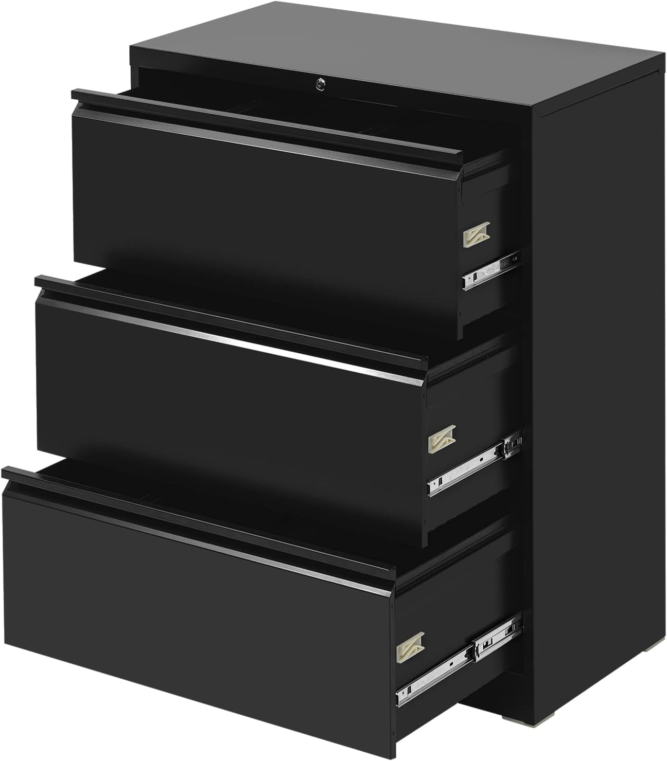 Black Mobile Filing Cabinet 3 Drawer with Lock Wheels C951067