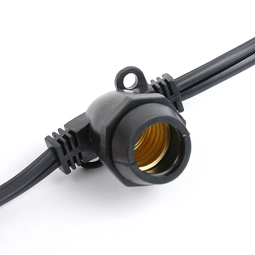 25' Clear Incandescent G50 Globe String Lights, Black Wire, 25 Sockets P299