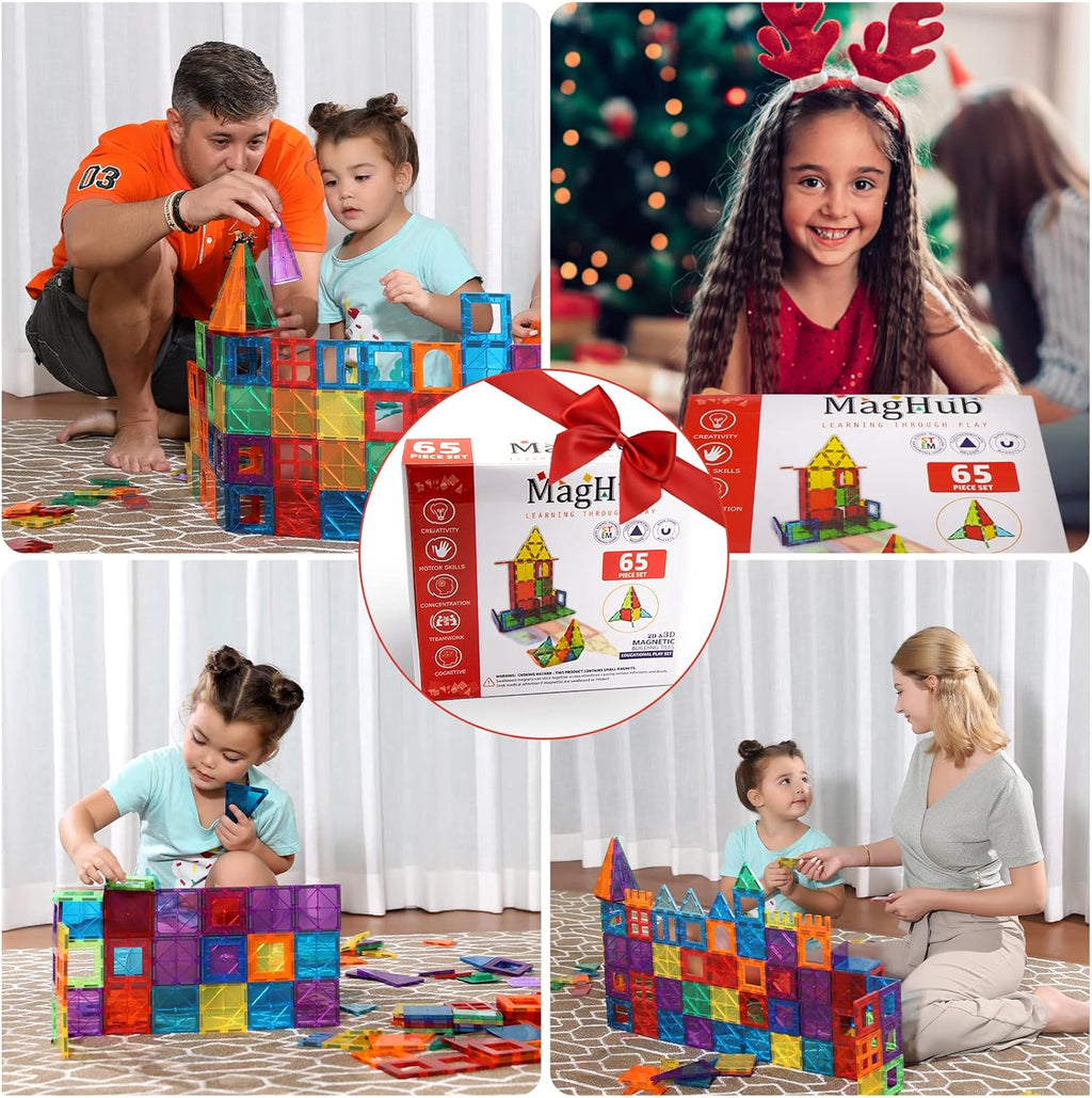 65 Piece Colorful Magnetic Building Blocks Set with Car T99455
