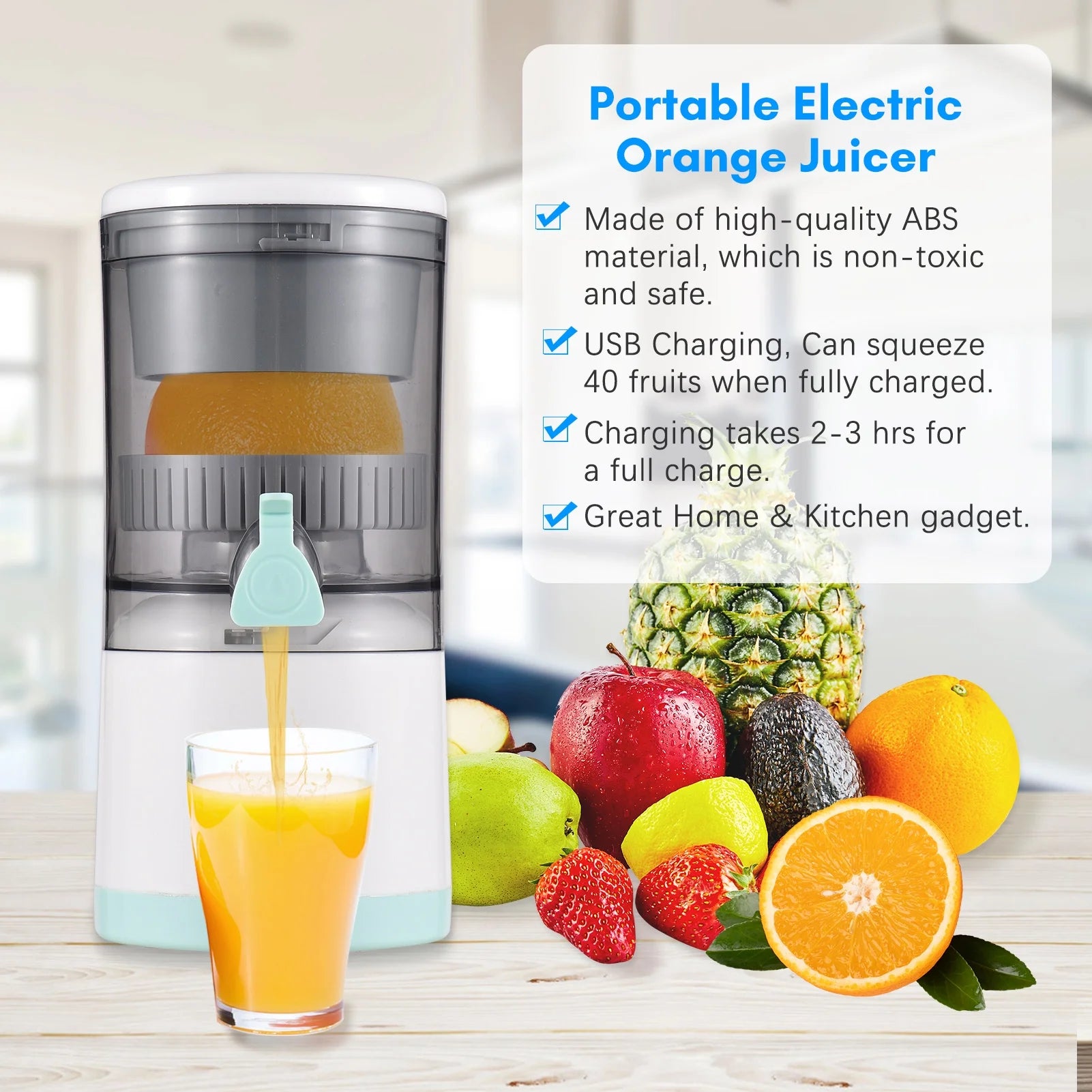 Electric Orange Juice Squeezer Portable Citrus Juicer USB Powered Detachable Washable F964