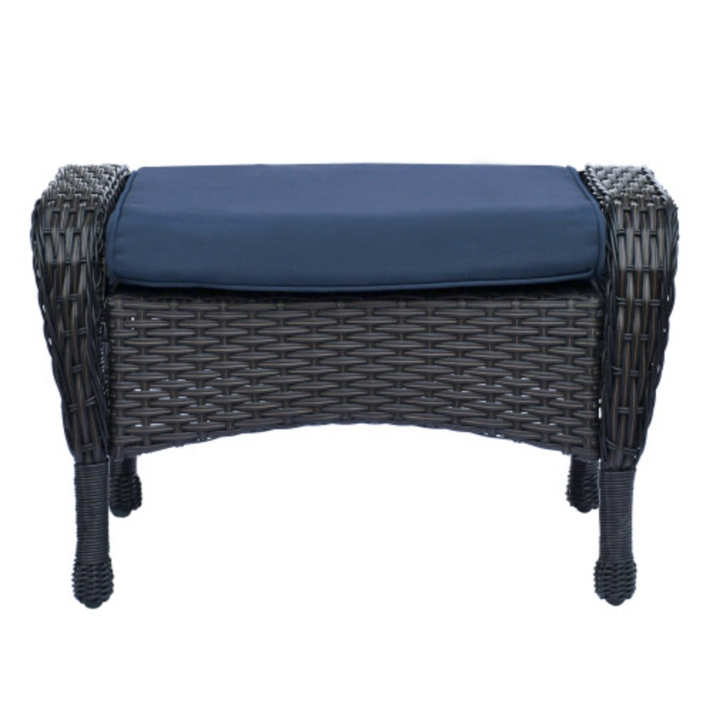 6-Piece Rattan Outdoor Conversation Set Navy Blue Metal H187
