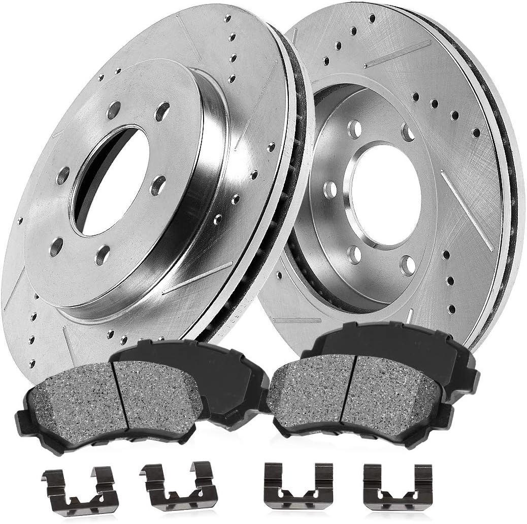 FRONT 287mm 6 Lug Rotors with Metallic Brake Pads and Clips N30585
